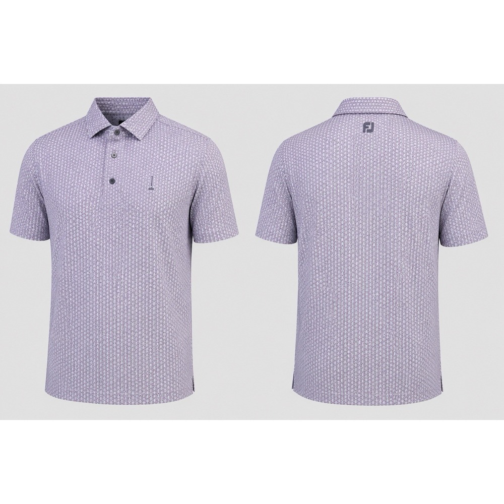 Footjoy FJ Shirt men's MEDIUM Polo  WHITE  PINK SEASHELLS Casual Preppy
